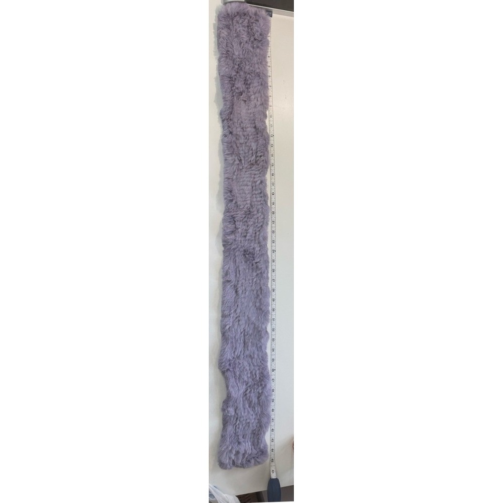 Adrienne Landau Lavender Purple 100% Genuine Rabbit Fur Scarf Plush Wrap - Picture 4 of 6